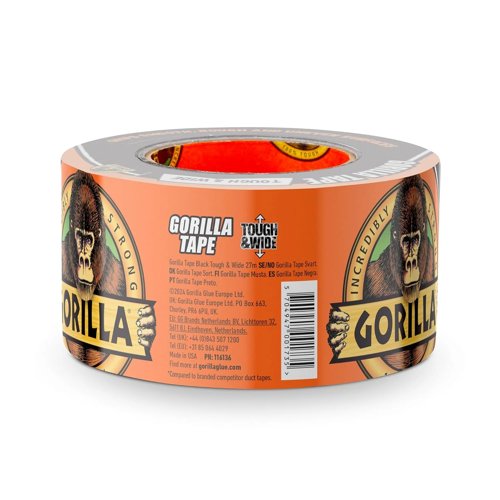Gorilla Tape Tough & Wide 73mm x 27m Black For the Toughest of Jobs 27m long