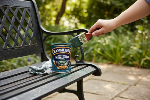 Hammerite Direct To Rust Metal Paint Hammered Dark Green Finish 250ml