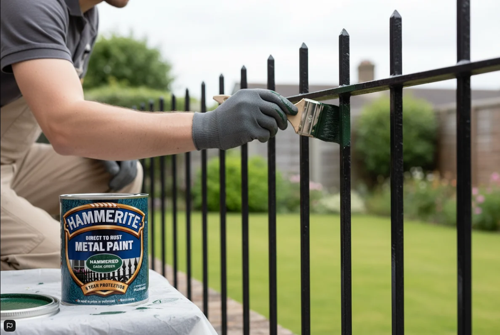 Hammerite Direct To Rust Metal Paint - Hammered Dark Green Finish 750Ml