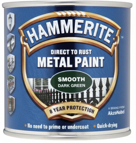 Hammerite Paint Direct To Rust Exterior Smooth Gloss Dark Green 1 x 250ml Tin