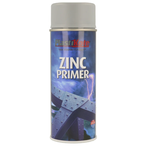 Plastikote Zinc Paint Primer 400ml Spray Can Protecting and Sealing surfaces against Rust
