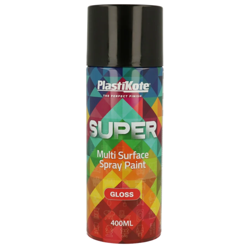 PlastiKote SUPER Spray Paint Black 400ml Gloss Finish