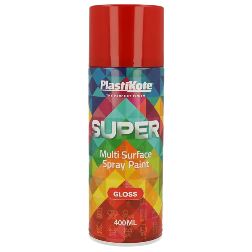 PlastiKote SUPER Spray Paint Bright Red 400ml Gloss Finish