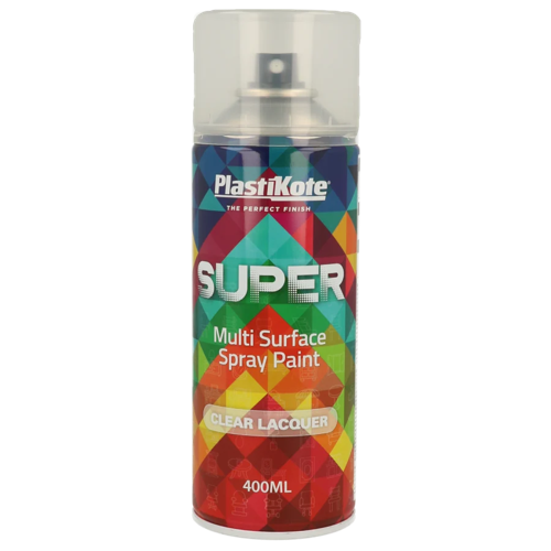 Plasti-Kote SUPER Interior and Exterior Spray 400ml CLEAR Lacquer.