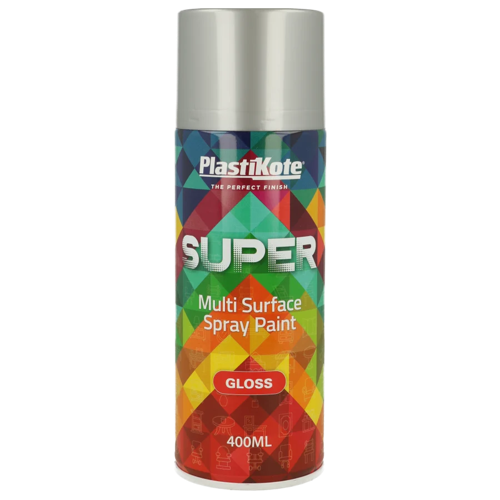 PlastiKote SUPER Spray Paint Aluminium 400ml Gloss Finish