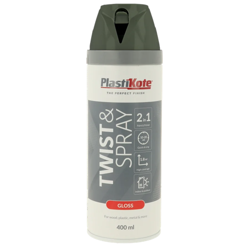 Plastikote Premium Paint Spray Gloss Finish Medium Grey 400ml.