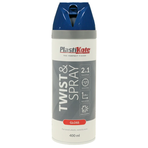 Plastikote Premium Paint Spray Gloss Finish Pacific Blue 400ml.