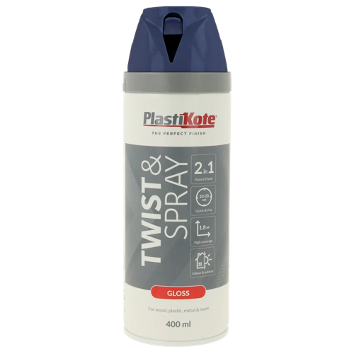 Plastikote Premium Paint Spray Gloss Finish Royal Blue 400ml.