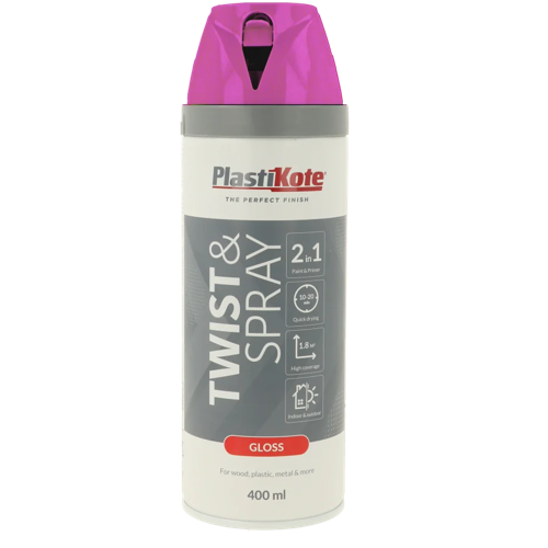 Plastikote Premium Paint Spray Gloss Finish Pink Burst 400ml.