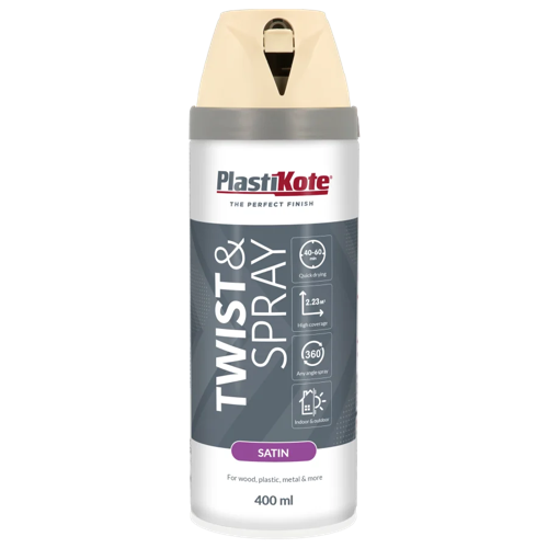 Plastikote Twist and Spray Premium Spray Paint Satin Porcelain 400ml