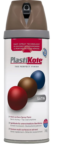 Plastikote Twist and Spray Premium Spray Paint Satin Chocolate Brown 400ml