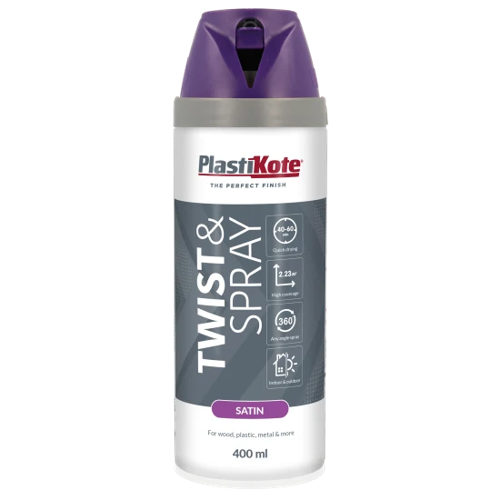 Plastikote Twist and Spray Premium Spray Paint Satin Sumptuous Purple 400ml