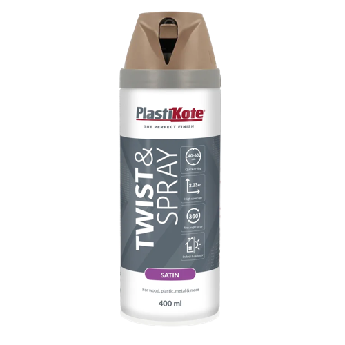 Plastikote Premium Paint Spray Satin Finish Cappuccino 400ml.