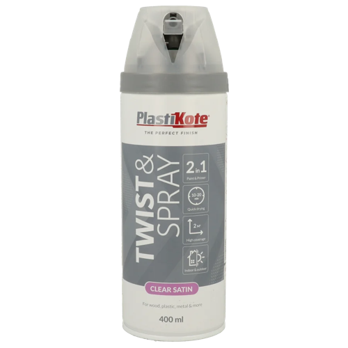 Plastikote Twist and Spray 400ml Clear Acrylic Satin Finish 24001