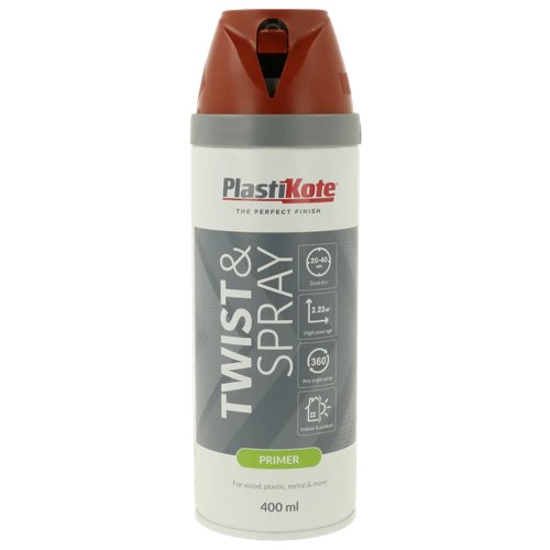 Plastikote Twist and Spray Primer 400ml Red Oxide