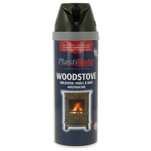 Plastikote Twist and Spray Woodstove Spray Paint Heat Resistant Paint Black 400ml.
