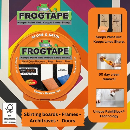 Frog Tape Orange Gloss & Satin Painters Masking Tape  36mm X 41.1M