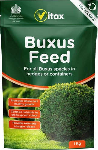 Vitax Buxus Feed  Extended Nitrogen Release, Promotes Healthy Growth: 1Kg Pouch