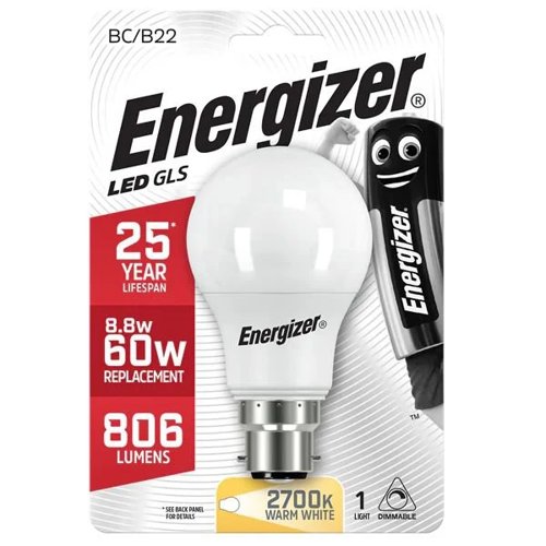 Energizer BC/B22 LED GLS 8.8/60W 2700k (Warm White)