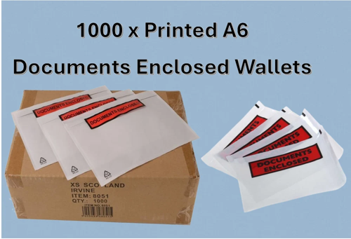 Documents Enclosed, Size A6 Wallets, Printed, Pack 1000's
