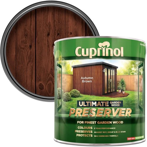Cuprinol Ultimate Garden Wood Preserver Wax Enriched Formula Autumn Brown 4L