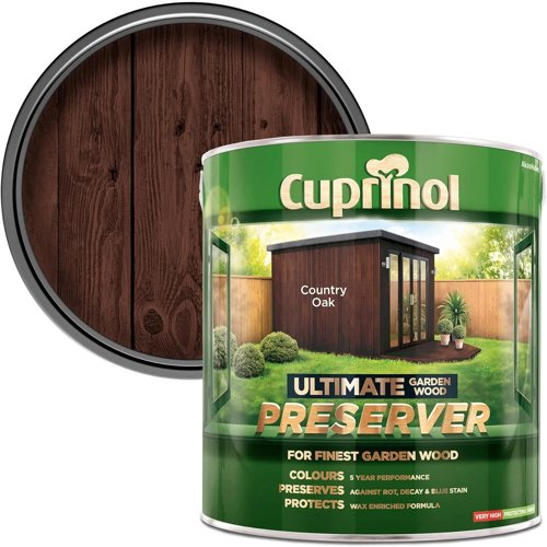 Cuprinol Ultimate Garden Wood Preserver Wax Enriched Formula Country Oak 4L