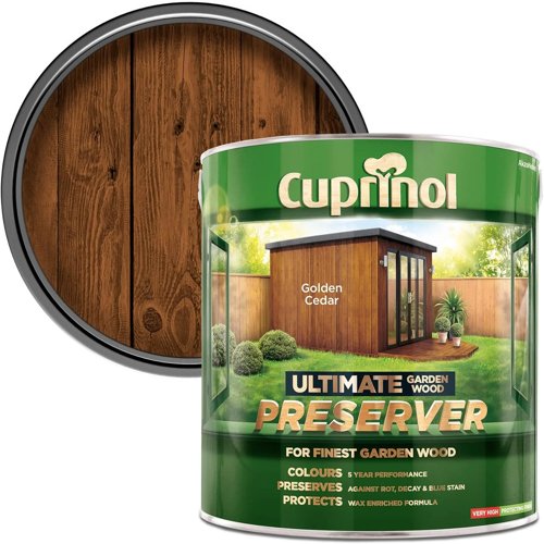 Cuprinol Ultimate Garden Wood Preserver Wax Enriched Formula Golden Cedar 4L