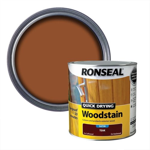 Ronseal Teak Satin Woodstain Soft or Hard Wood Quick Drying 2.5L