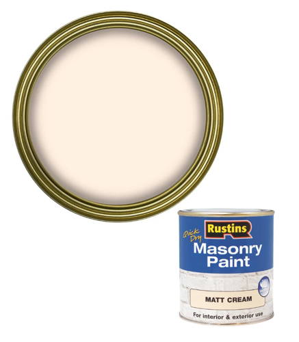 Rustins Masonry Paint Matt Cream Quick Drying Low Odour 500ml