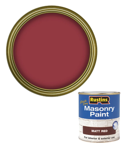Rustins Masonry Paint Matt Red Quick Drying Low Odour 250ml