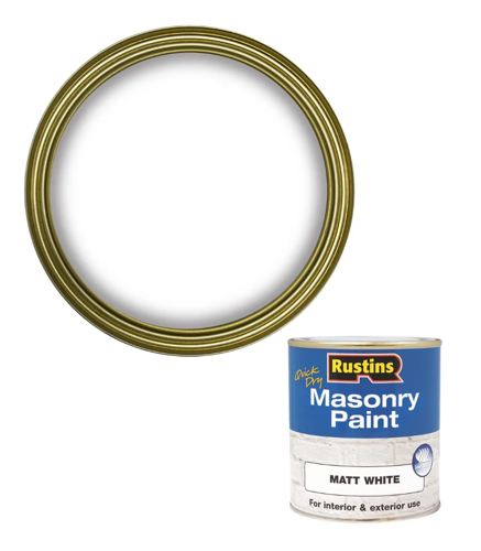 Rustins Masonry Paint Matt White Quick Drying Low Odour 250ml