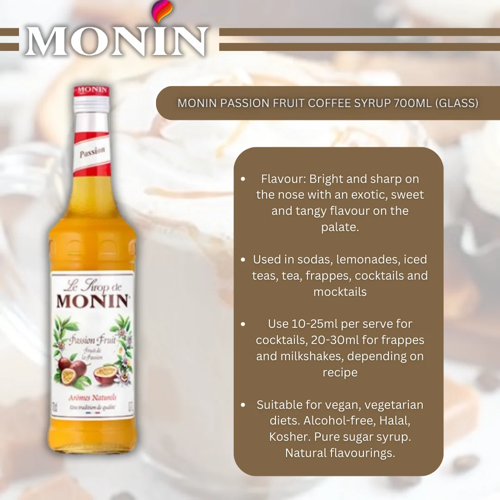 MONIN Passion Fruit Cocktail Syrup 700ml (Glass)