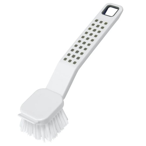 Addis Premium Soft Grip Washing Up Dish Brush With Scraper in White and Grey