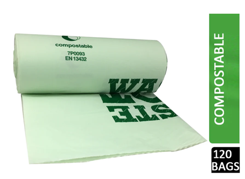 Compostable Biodegradable Food Waste 10 Litre Bin Liner Bags Roll Now In Rolls Of 24 - PACK (20)