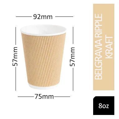 Belgravia 8oz/25cl Triple Walled Kraft Ripple Cups 25's