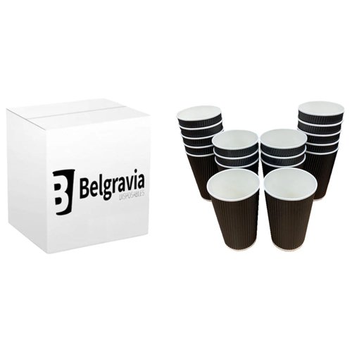 Belgravia 12oz/35cl Triple Walled Black Ripple Cups 25's