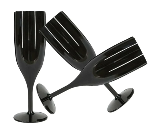 Belgravia Black Plastic Champagne Flutes Pack 6’s (3320)