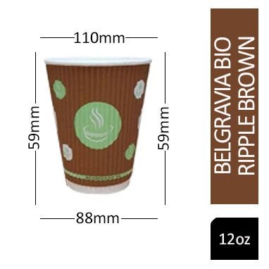 12oz Belgravia 100% Biodegradable Ripple Paper Cups 25s