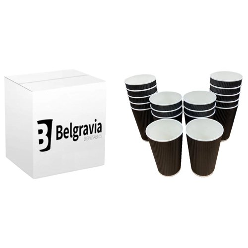 Belgravia 16oz Triple Walled Paper Black Ripple Cups 25's