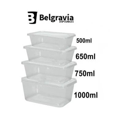 Belgravia Microwave Food Containers & Lids 500ml {50 Units} - PACK (5)