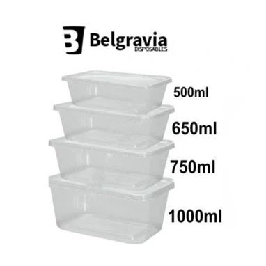 Belgravia Microwave Food Containers & Lids 650ml {50 Units}