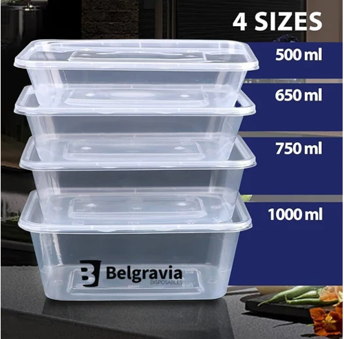 Belgravia Microwave Food Containers & Lids 1000ml {50 Units}