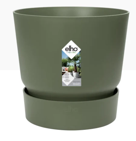 Elho Greenville Round Pot & Base LEAF GREEN 16cm - PACK (5)