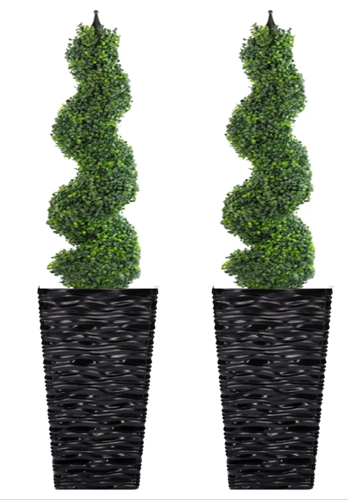 Fixtures Glaze Wave High Gloss LARGE Planter {Black} Indoor or Outdoor