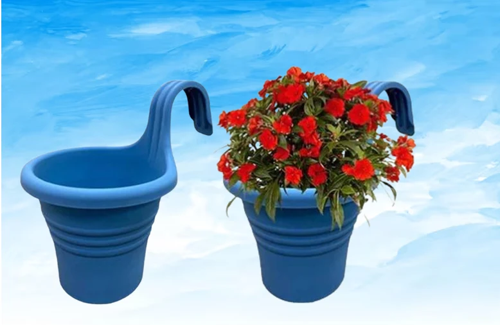 Fixtures Hang Easy Single Eco Planter Fence or Balcony Hook on Planters Blue