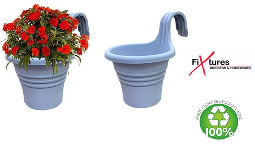 Fixtures Hang Easy Single Eco Planter Fence or Balcony Hook on Planters Pale Grey