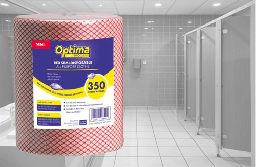 Ramon Hygiene Optima All Purpose, Non Woven Cloth Roll 350 Sheet {Red} - PACK (4)