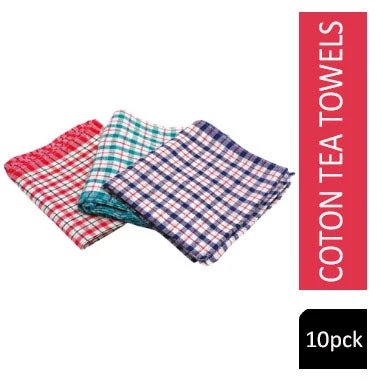 Janit-X Check Design Cotton Tea Towels 430x680mm (Pack of 10)
