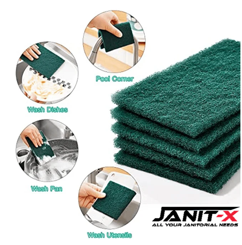 Janit-X Professional Use Large Kitchen Scourer Green 10-100 Pack - PACK (25)