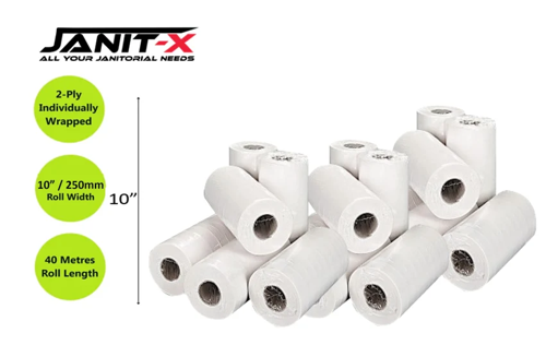 Janit-X Couch Rolls White 2ply 10inch, 40m